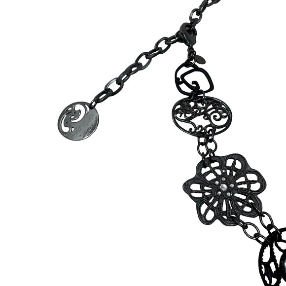 Chico\'s Black Statement Belt Y2K Ornate Metal Disc Chain Link Belt Women med main image 8